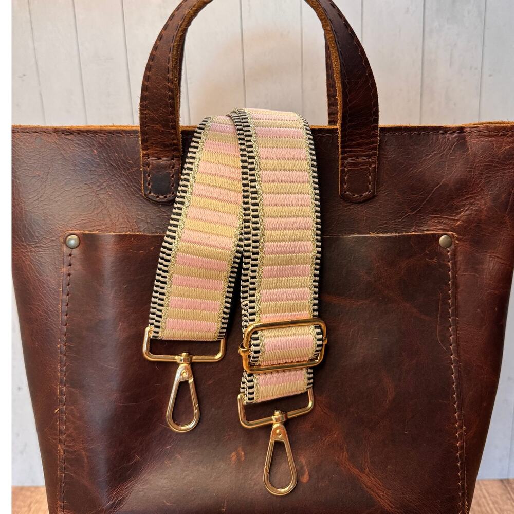 Pink Tan Striped Purse Strap Crossbody Bag Strap NEW! Boho Bag Strap